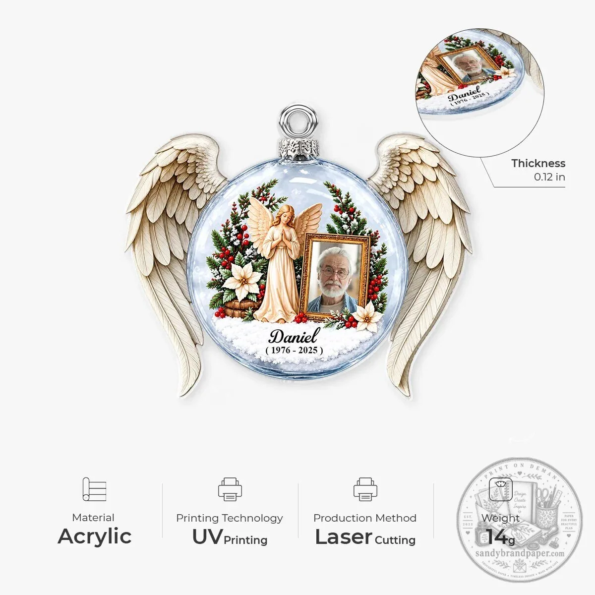 Personalized Angel Wings Memorial Photo Christmas Ornament for Loved Ones 8 Personalized Angel Wings Memorial Photo Christmas Ornament for Loved Ones