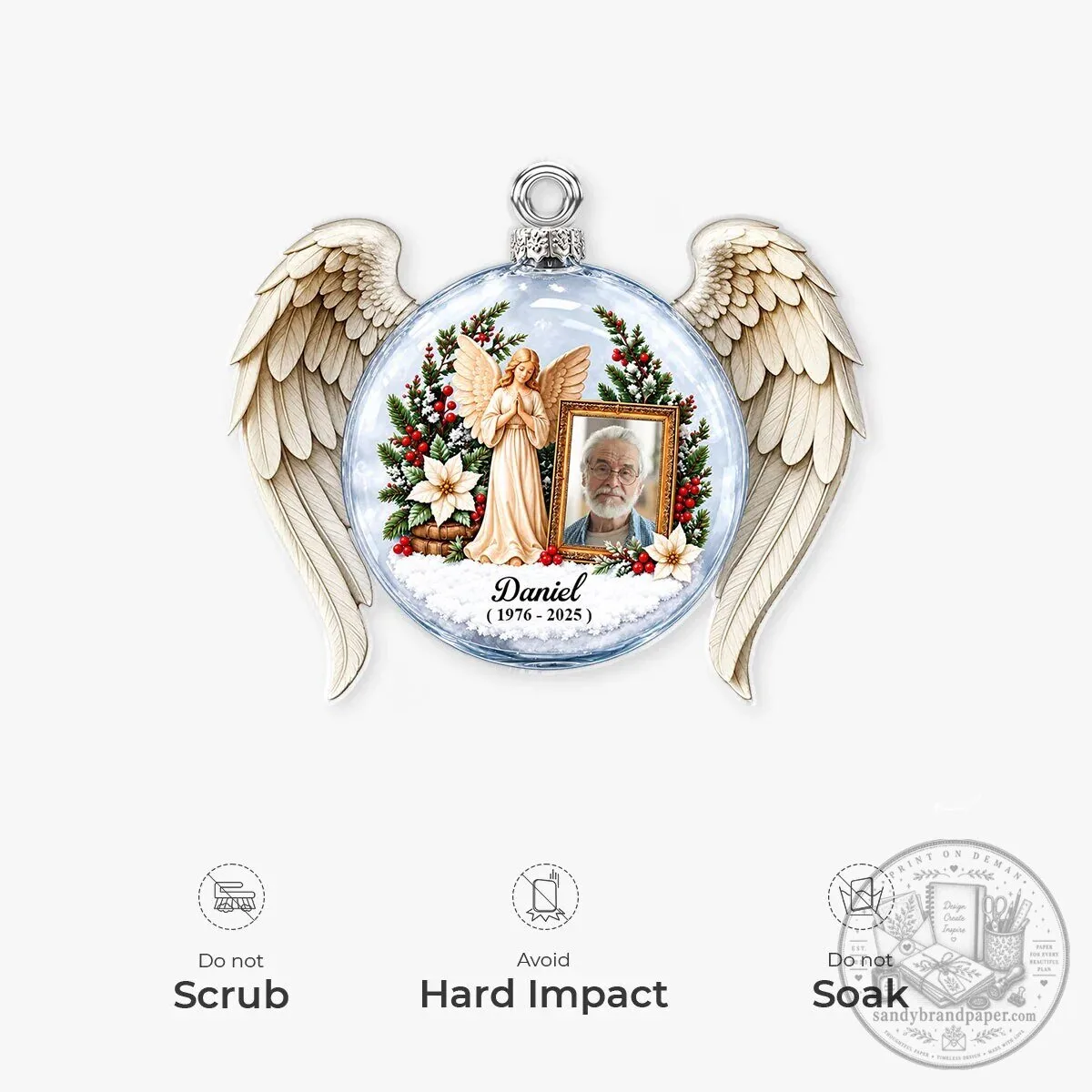 Personalized Angel Wings Memorial Photo Christmas Ornament for Loved Ones 10 Personalized Angel Wings Memorial Photo Christmas Ornament for Loved Ones