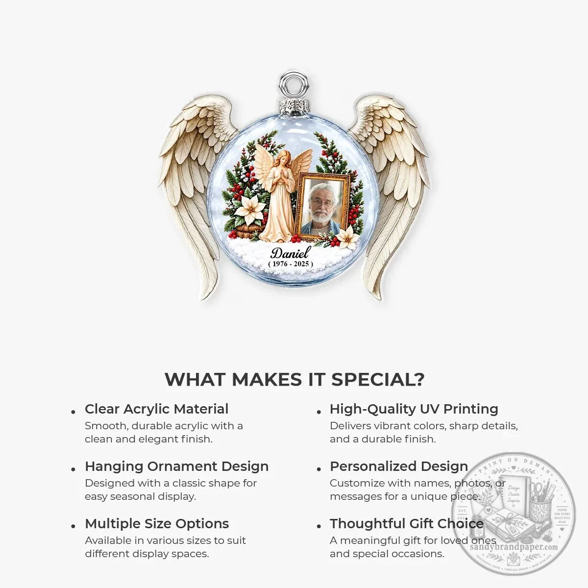 Personalized Angel Wings Memorial Photo Christmas Ornament for Loved Ones 11 Personalized Angel Wings Memorial Photo Christmas Ornament for Loved Ones