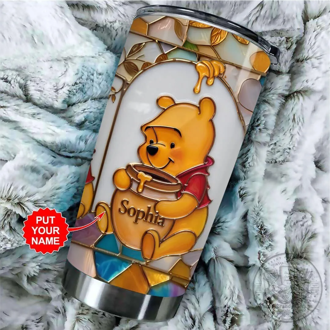 Personalized Winnie the Pooh and Friends Stained Glass Tumbler Cup 7 Personalized Winnie the Pooh and Friends Stained Glass Tumbler Cup