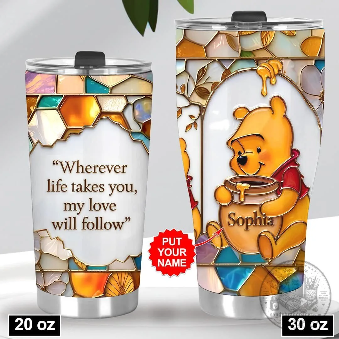 Personalized Winnie the Pooh and Friends Stained Glass Tumbler Cup 9 Personalized Winnie the Pooh and Friends Stained Glass Tumbler Cup